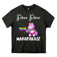 Asphalt womens pew madafakas funny fantasy unicorn with rainbow gun   white v Heavy Core Tee - linhVisuals