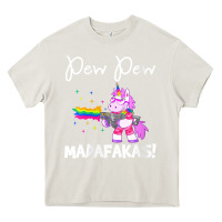 Cream womens pew madafakas funny fantasy unicorn with rainbow gun   white v Heavy Core Tee - linhVisuals