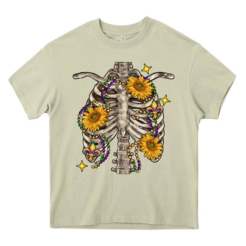 Mardi Gras Chest Sunflowers Skeleton Heavy Core Tee by FaDigitalArtStudio | Teevron