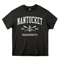 Asphalt nantucket ma vintage crossed oars & boat anchor sports pullover hoodie Heavy Core Tee - linhVisuals