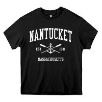 Nantucket Ma Vintage Crossed Oars & Boat Anchor Sports Pullover Hoodie Heavy Core Tee | Teevron