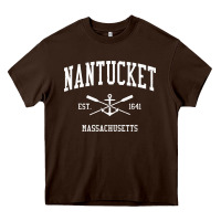 Chocolate Brown nantucket ma vintage crossed oars & boat anchor sports pullover hoodie Heavy Core Tee - linhVisuals