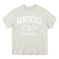 Cream nantucket ma vintage crossed oars & boat anchor sports pullover hoodie Heavy Core Tee - linhVisuals