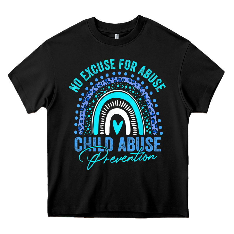 No Excuse Child Abuse Prevention Awareness Leopard Rainbow T Shirt Heavy Core Tee by linhVisuals | Teevron