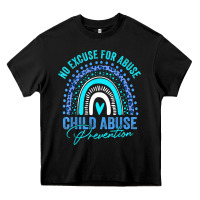 Black no excuse child abuse prevention awareness leopard rainbow t shirt Heavy Core Tee - linhVisuals