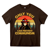 Chocolate Brown vintage only you can prevent communism funny bear camping t shirt Heavy Core Tee - linhVisuals