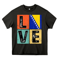 Asphalt vintage retro i love bosnia flag for bosnian pride gift t shirt Heavy Core Tee - linhVisuals