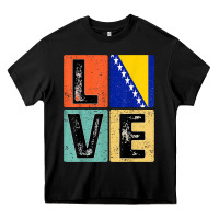 Black vintage retro i love bosnia flag for bosnian pride gift t shirt Heavy Core Tee - linhVisuals