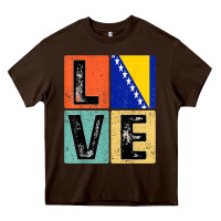 Chocolate Brown vintage retro i love bosnia flag for bosnian pride gift t shirt Heavy Core Tee - linhVisuals