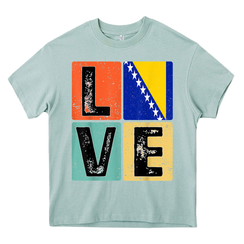 Vintage Retro I Love Bosnia Flag For Bosnian Pride Gift T Shirt Heavy Core Tee by linhVisuals | Teevron