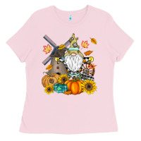 Bubblegum Pink Happy Fall Ladies Tee - CowhideDigitalArt