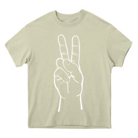 Mossy peace sign two fingers hand gesture symbol illustration t shirt Heavy Core Tee - linhVisuals