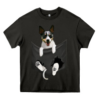 Asphalt rat terrier dog in pocket, rattie puppy, ratting terrier t shirt Heavy Core Tee - linhVisuals