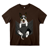 Chocolate Brown rat terrier dog in pocket, rattie puppy, ratting terrier t shirt Heavy Core Tee - linhVisuals