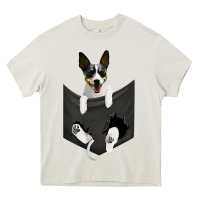 Cream rat terrier dog in pocket, rattie puppy, ratting terrier t shirt Heavy Core Tee - linhVisuals