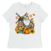 White Happy Fall Ladies Tee - CowhideDigitalArt