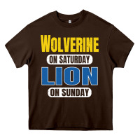 Chocolate Brown wolverine on saturday lion on sunday fans detroit vintage pullover hoo Heavy Core Tee - linhVisuals