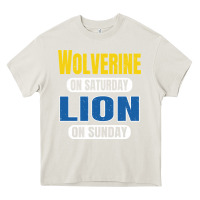 Cream wolverine on saturday lion on sunday fans detroit vintage pullover hoo Heavy Core Tee - linhVisuals