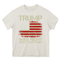 Cream vintage usa american flag trump was right about everything pullover ho Heavy Core Tee - linhVisuals