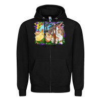 Black easter farm chicks and bunny Zipper Hoodie - RanaPortraitStore