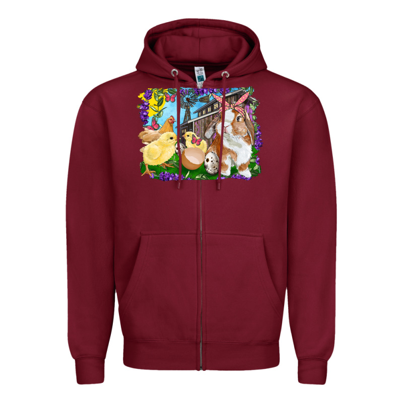 Easter Farm Chicks And Bunny Zipper Hoodie by RanaPortraitStore | Teevron