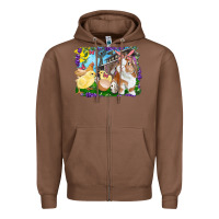 Chestnut easter farm chicks and bunny Zipper Hoodie - RanaPortraitStore
