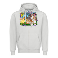 Dove Grey easter farm chicks and bunny Zipper Hoodie - RanaPortraitStore