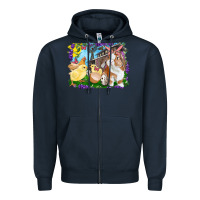 Navy easter farm chicks and bunny Zipper Hoodie - RanaPortraitStore