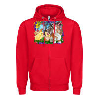 Red easter farm chicks and bunny Zipper Hoodie - RanaPortraitStore