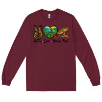 Burgundy Peace Love Brown Trout Long Sleeve Tee - LillyAllenDesigns