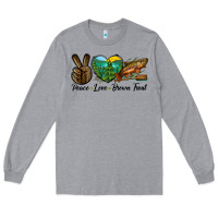 Heather Grey Peace Love Brown Trout Long Sleeve Tee - LillyAllenDesigns