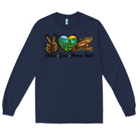 Navy Peace Love Brown Trout Long Sleeve Tee - LillyAllenDesigns