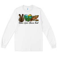 White Peace Love Brown Trout Long Sleeve Tee - LillyAllenDesigns