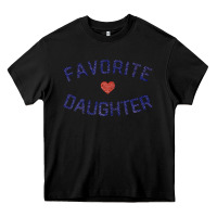 Black womens favorite daughter heart distressed vintage faded classic t shir Heavy Core Tee - linhVisuals