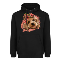 Black cockapoo floral pink glitter Heavyweight Hoodie - Jasminsmagicworld