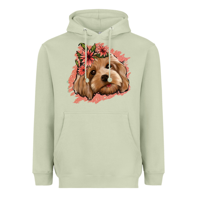 Cockapoo Floral Pink Glitter Heavyweight Hoodie by Jasminsmagicworld | Teevron