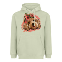 Matcha cockapoo floral pink glitter Heavyweight Hoodie - Jasminsmagicworld