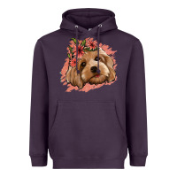 Plum cockapoo floral pink glitter Heavyweight Hoodie - Jasminsmagicworld