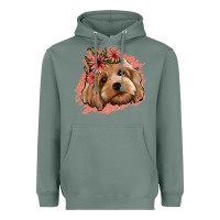 Sage cockapoo floral pink glitter Heavyweight Hoodie - Jasminsmagicworld