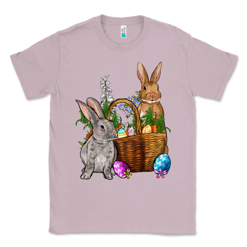 Bunnys Carrots Eggs With Basket Easter Classic Tee by OliviaCreatesArt | Teevron