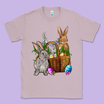 Bunnys Carrots Eggs With Basket Easter Classic Tee Designed By Oliviacreatesart