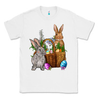 White Bunnys carrots eggs with basket easter Classic Tee - OliviaCreatesArt