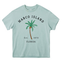 Arona womens marco island florida colorful palm tree retro novelty art v nec Heavy Core Tee - linhVisuals