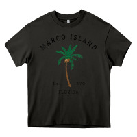 Asphalt womens marco island florida colorful palm tree retro novelty art v nec Heavy Core Tee - linhVisuals