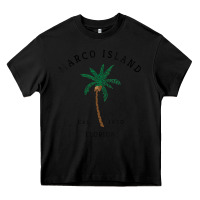 Black womens marco island florida colorful palm tree retro novelty art v nec Heavy Core Tee - linhVisuals