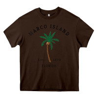 Chocolate Brown womens marco island florida colorful palm tree retro novelty art v nec Heavy Core Tee - linhVisuals