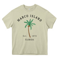 Mossy womens marco island florida colorful palm tree retro novelty art v nec Heavy Core Tee - linhVisuals