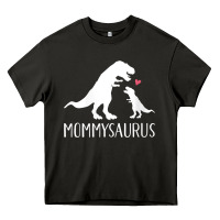 Asphalt womens mommysaurus mom and baby dinosaur v neck t shirt Heavy Core Tee - linhVisuals
