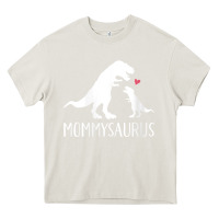 Cream womens mommysaurus mom and baby dinosaur v neck t shirt Heavy Core Tee - linhVisuals