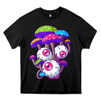 Black psychedelic mushroom hippie magic fungus shrooms trance rave t shirt Heavy Core Tee - linhVisuals